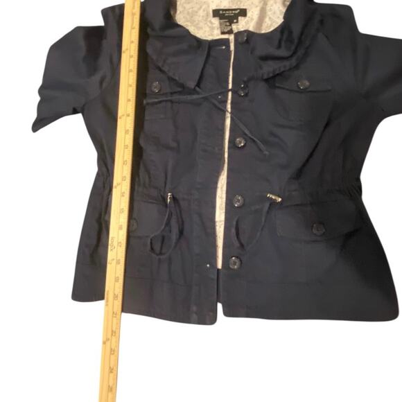 Sandro Sportswear Navy Blue Utility Jacket Drawstring Waist Size M - Picture 5 of 7